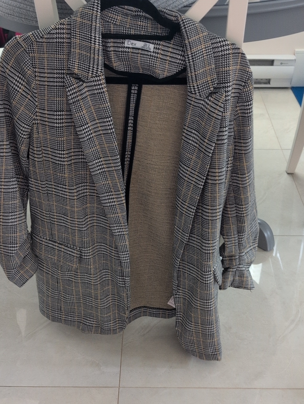Dex Black and Cream Plaid Blazer